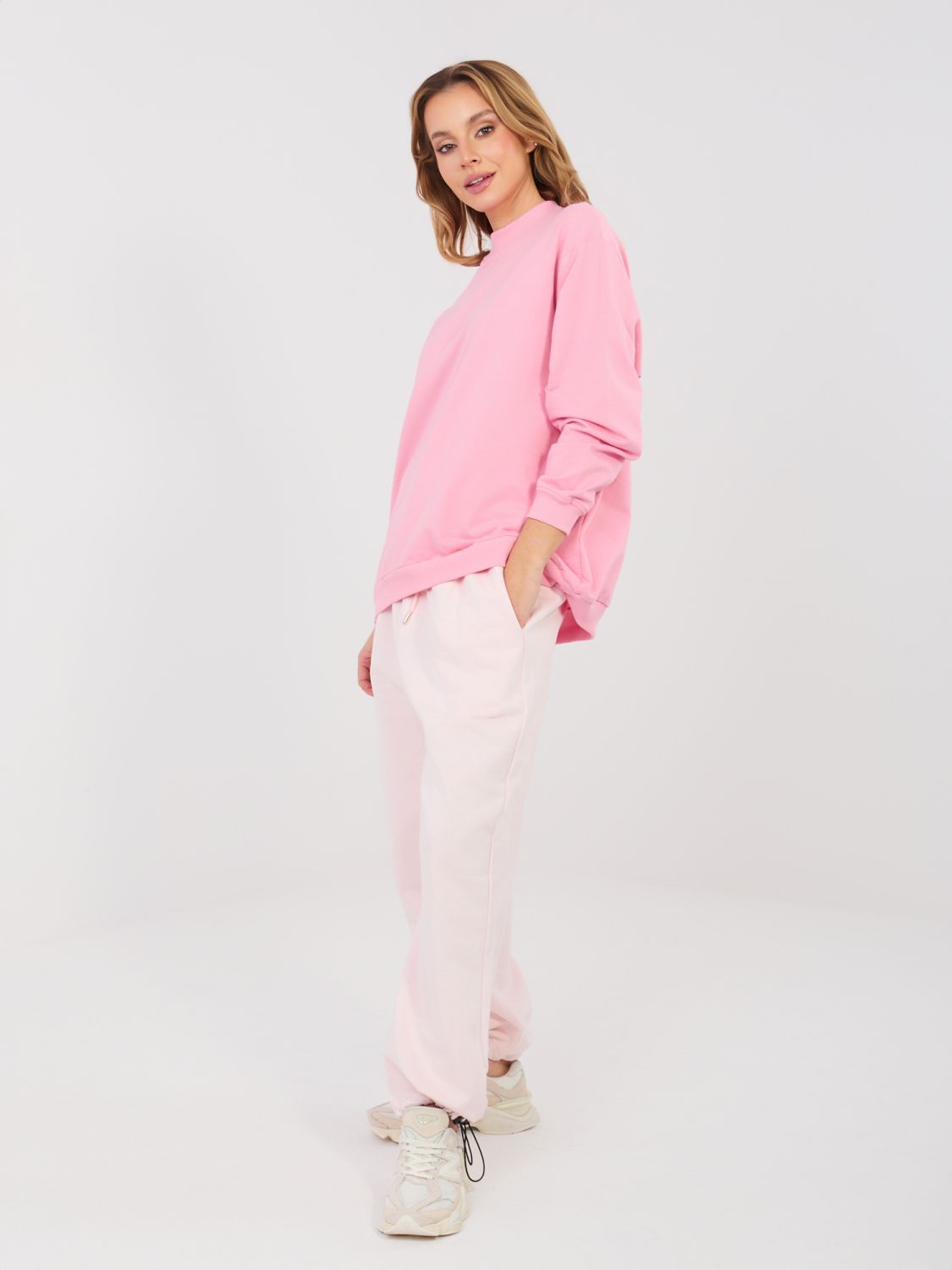 Jogger da donna in cotone rosa