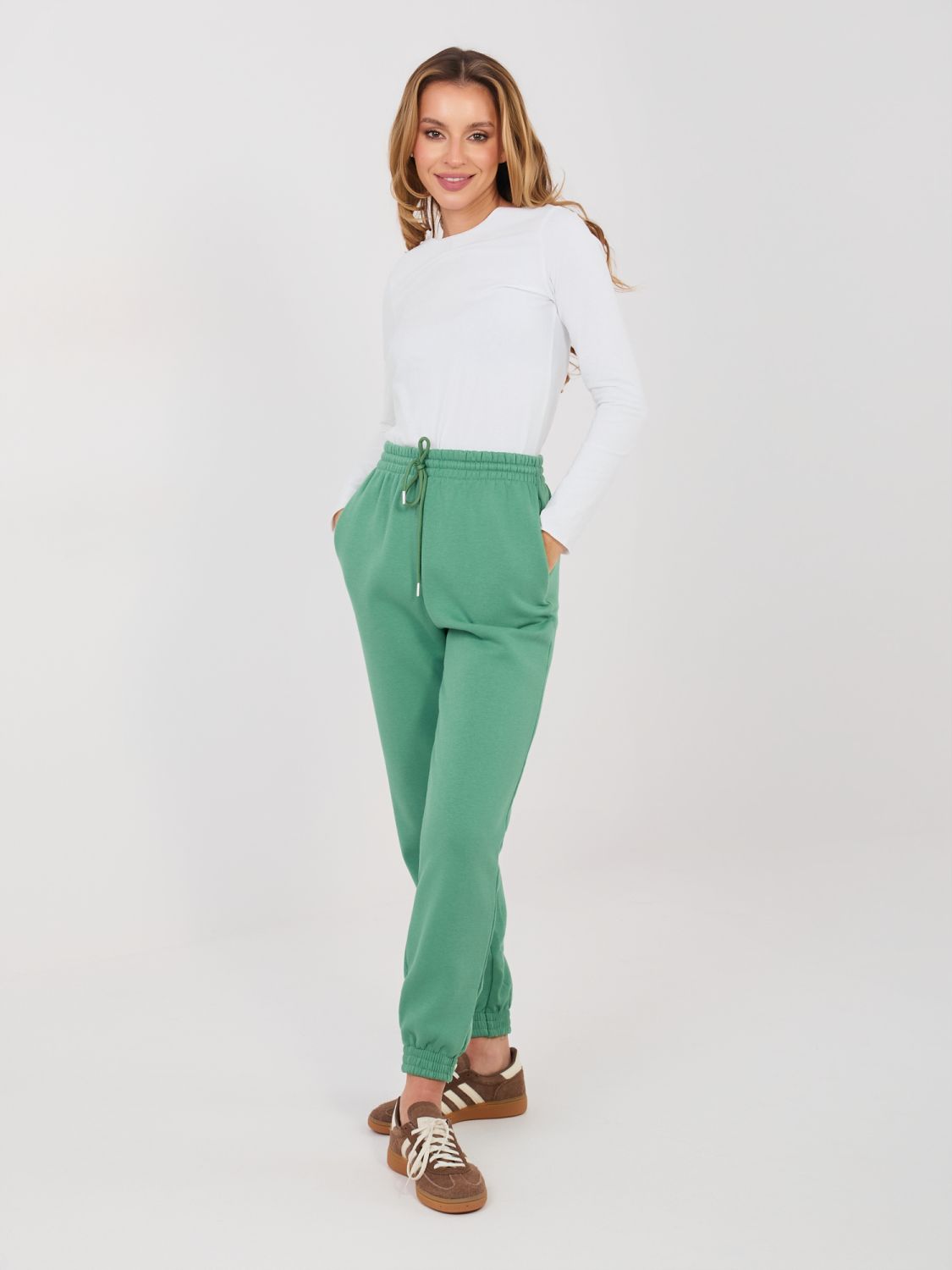 Pistacija trenirka hlače s visokim strukom