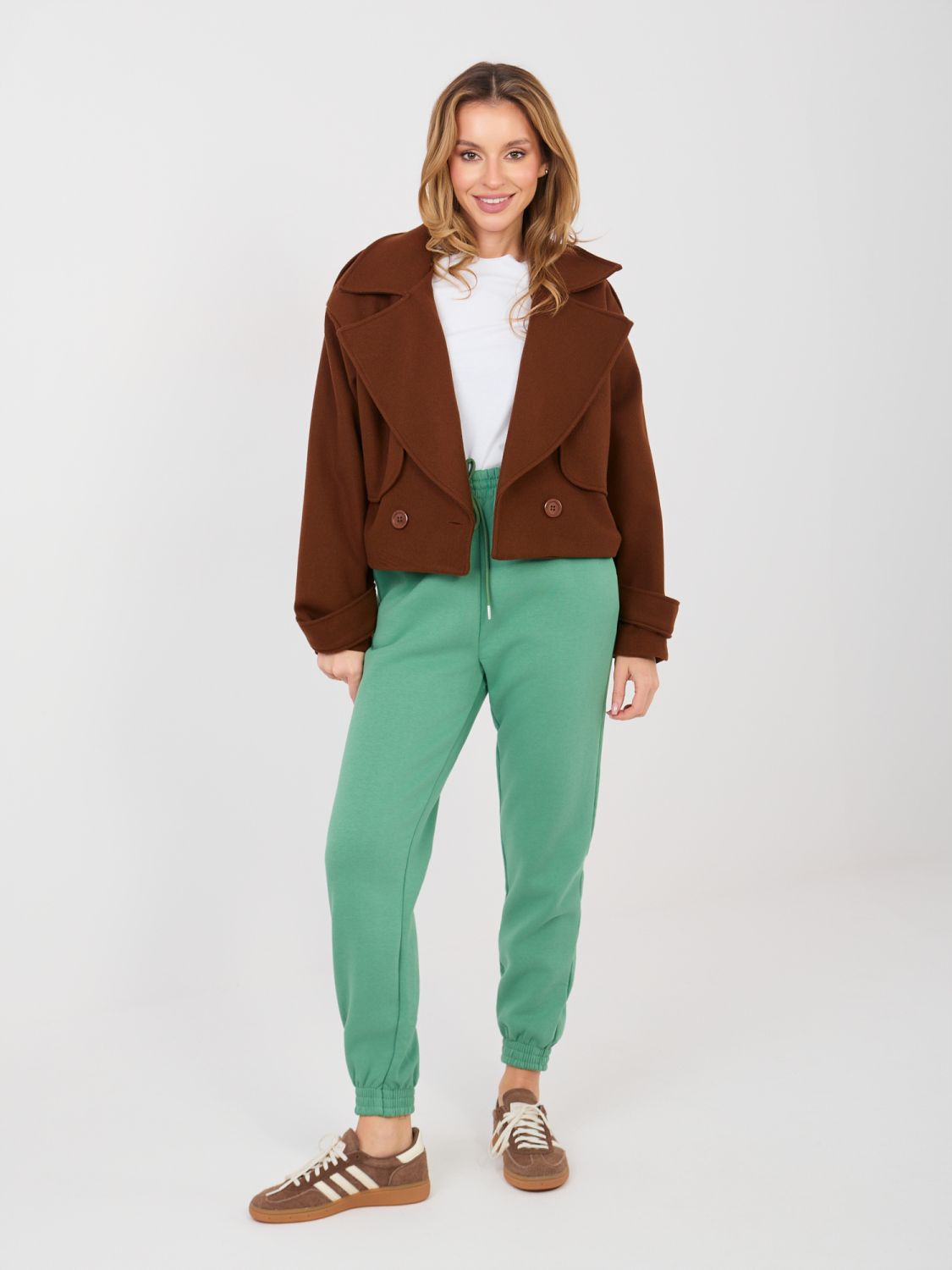 Pistacija trenirka hlače s visokim strukom