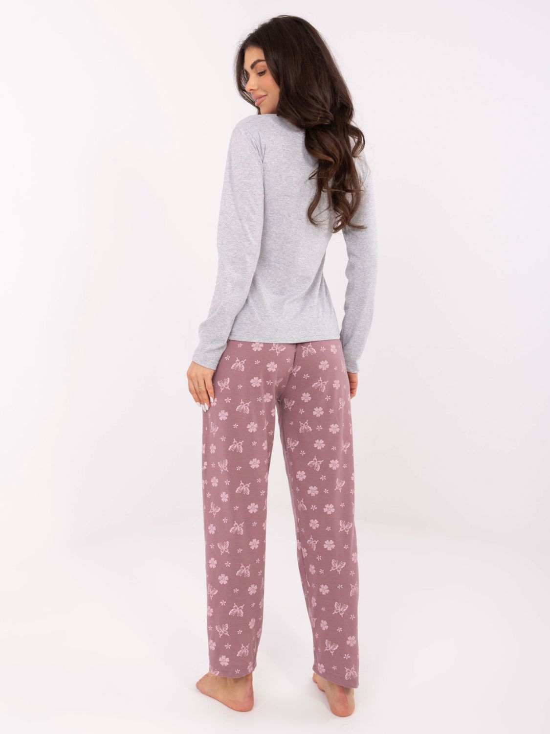 Ženska siva pamučna pidžama s printom