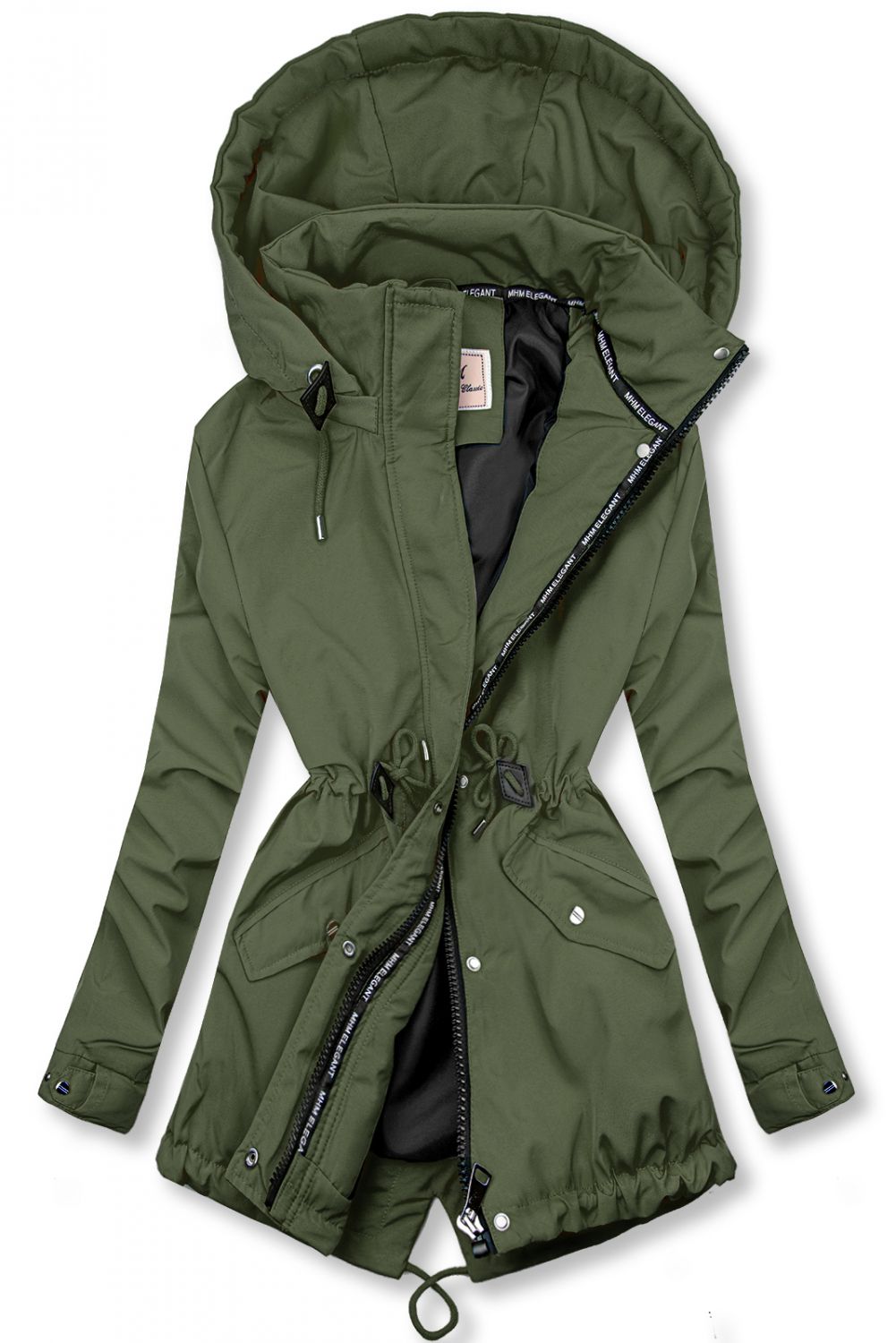 Parka di transizione kaki con fodera nera