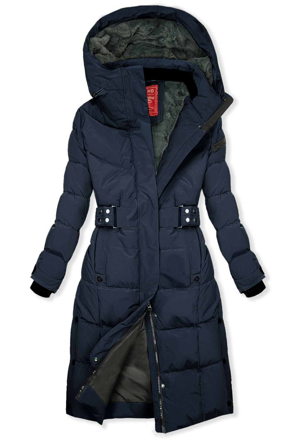Giacca invernale blu scuro con cintura