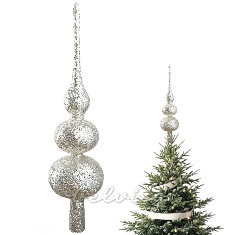 Puntale scintillante per albero di Natale champagne oro 35 cm