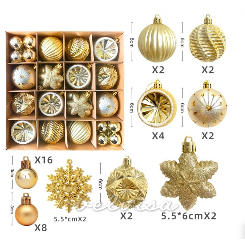 Set ornamenti infrangibili dorati 40 pz