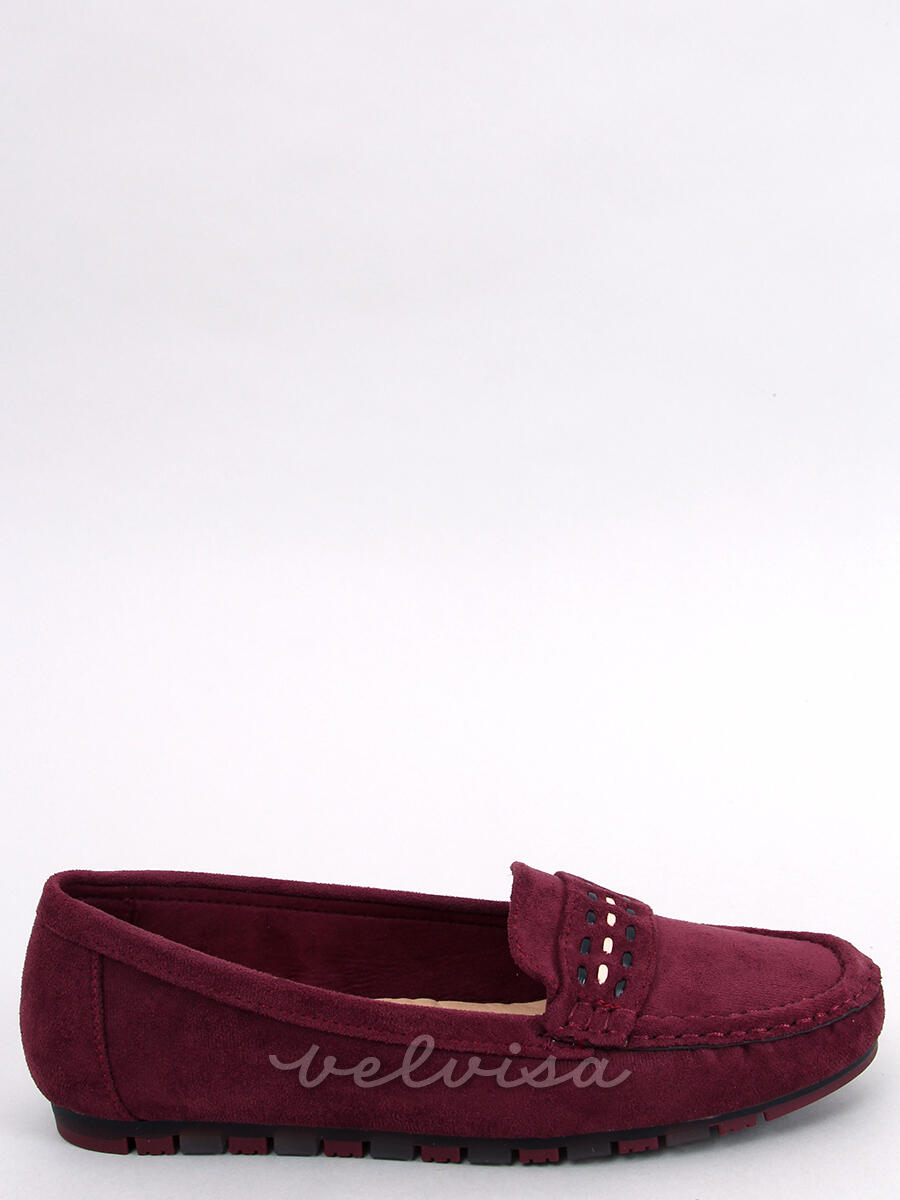 Mocassini da donna in camoscio rosso bordeaux