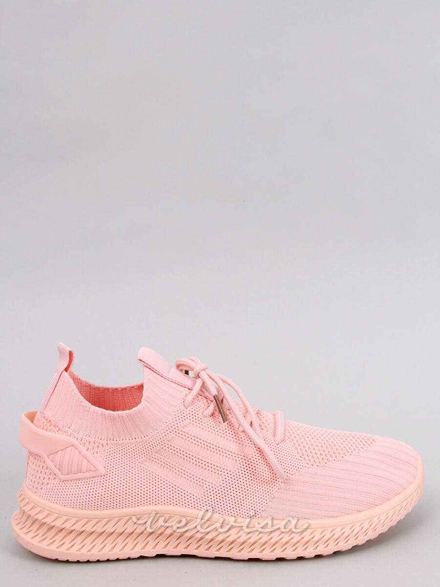 Sneakers sportive da donna in tessuto rosa chiaro