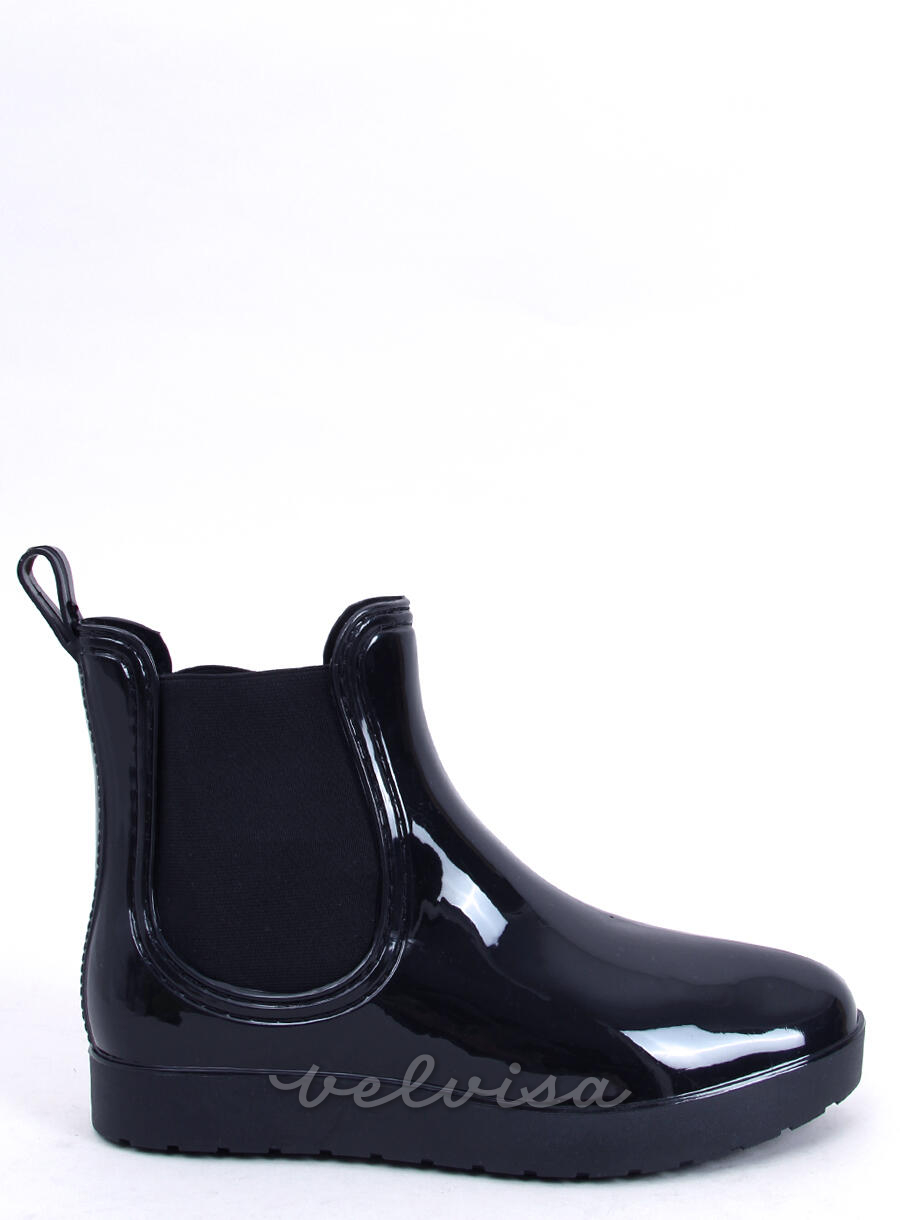 Stivali di gomma neri con effetto laccato