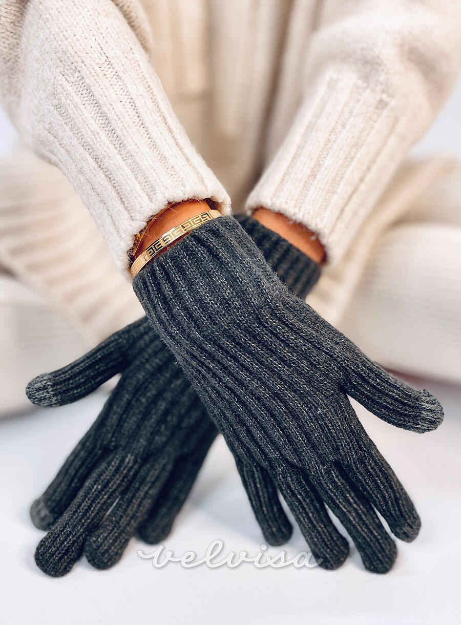 Tople ženske rukavice tamno sive