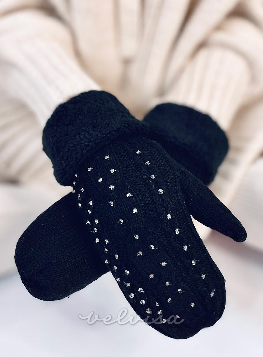 Ukrašene ženske rukavice na jedan prst crne