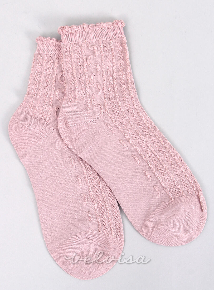 Ružičaste ženske čarape s naborima