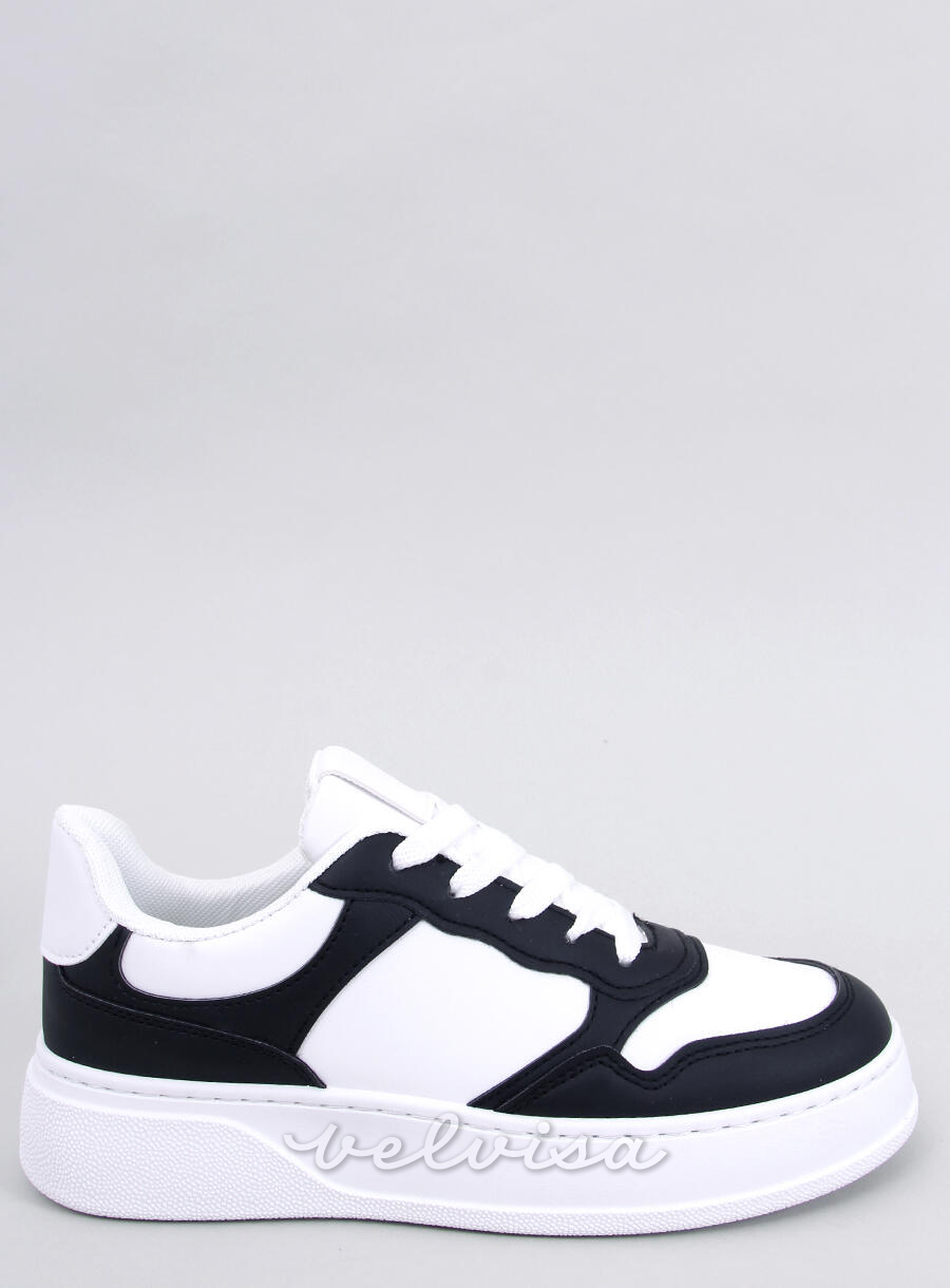 Sneakers con suola alta bianco/nero