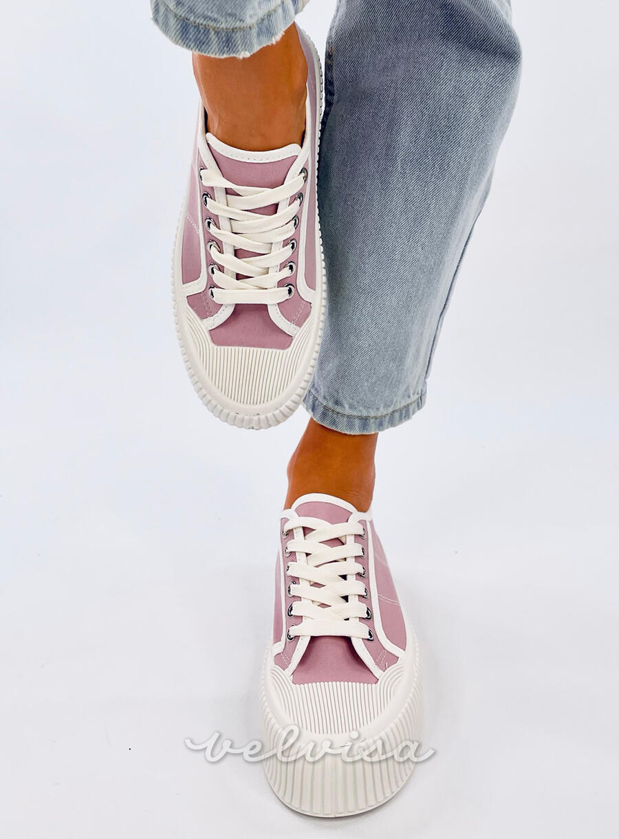 Sneakers da donna in tela sulla piattaforma viola