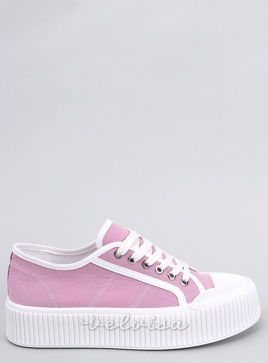 Sneakers da donna in tela sulla piattaforma viola