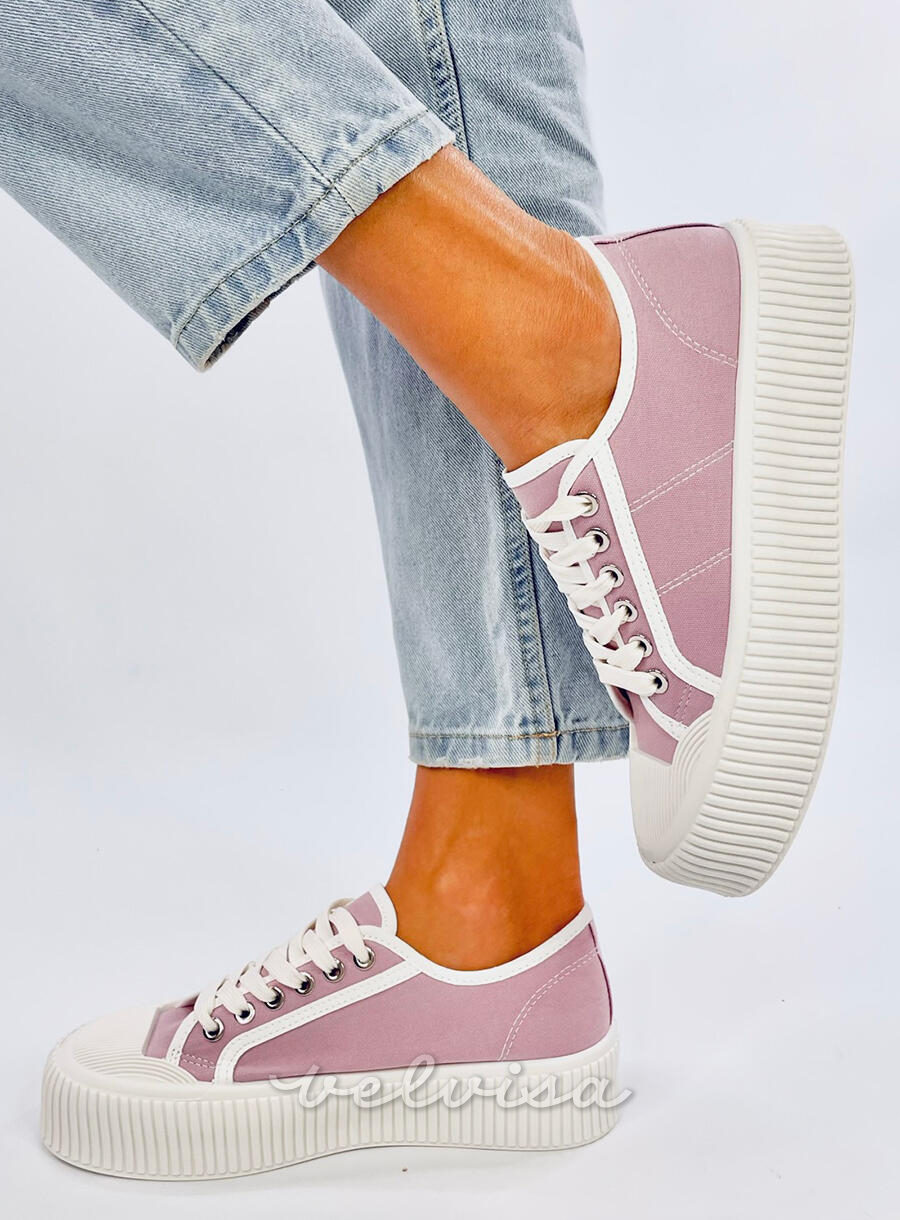 Sneakers da donna in tela sulla piattaforma viola