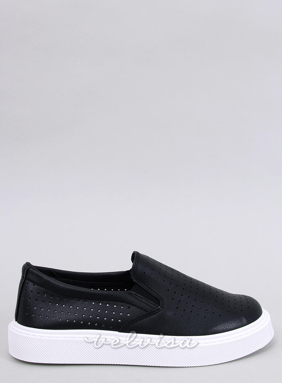 Perforirane slip-on tenisice crne