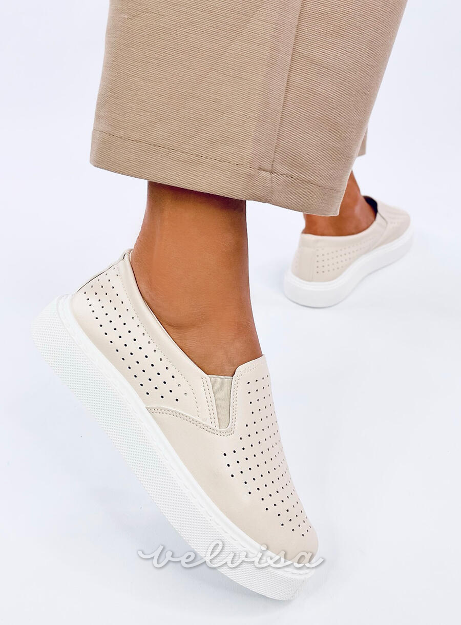 Sneakers slip-on traforate beige