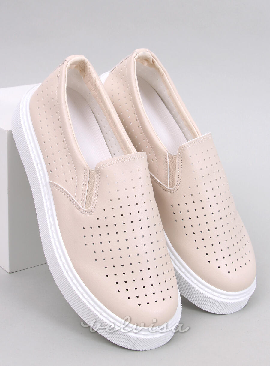 Sneakers slip-on traforate beige