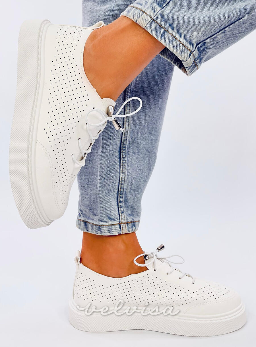 Sneakers da donna traforate bianche