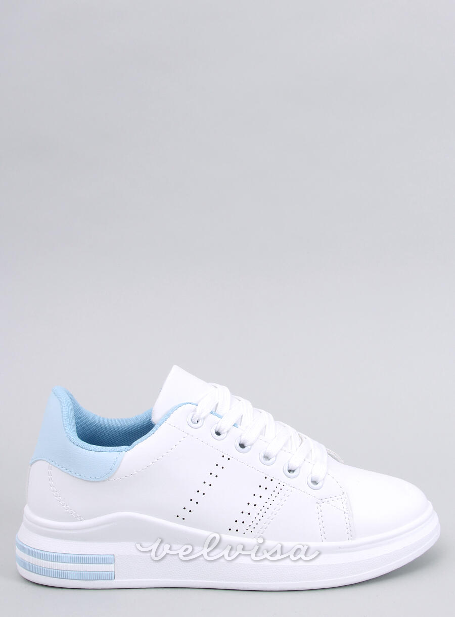 Sneakers con tacco nascosto bianco/blu chiaro