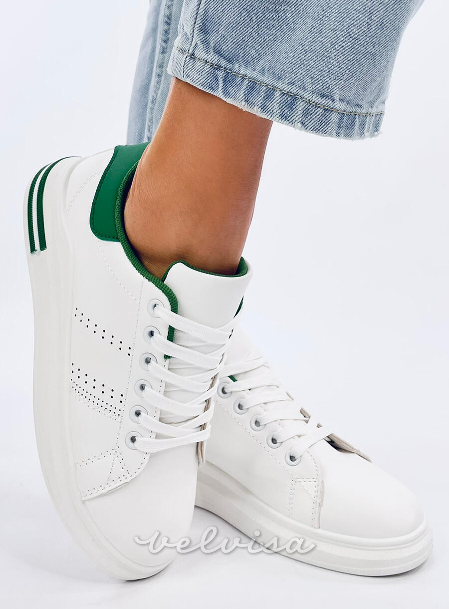Sneakers con tacco nascosto bianco/verde
