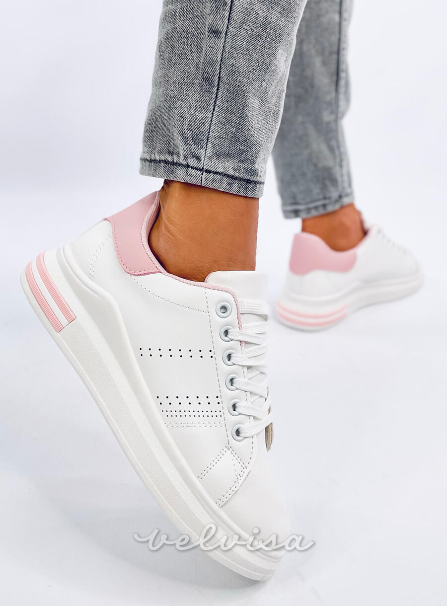 Sneakers con tacco nascosto bianco/rosa