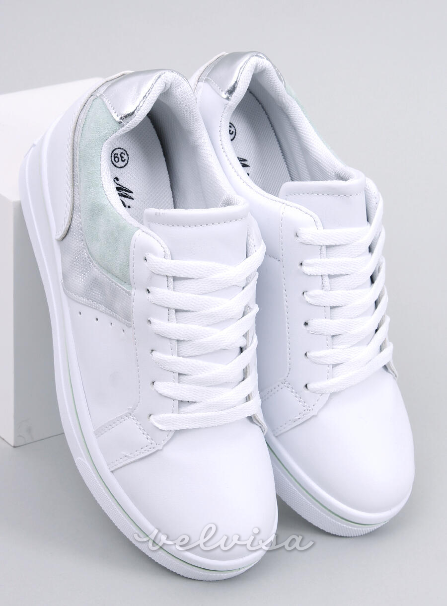 Sneakers da donna con tacco nascosto bianco/salvia