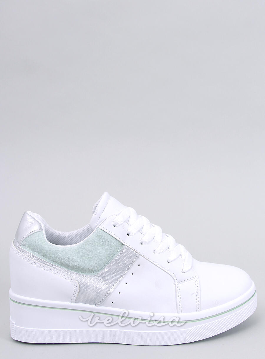 Sneakers da donna con tacco nascosto bianco/salvia