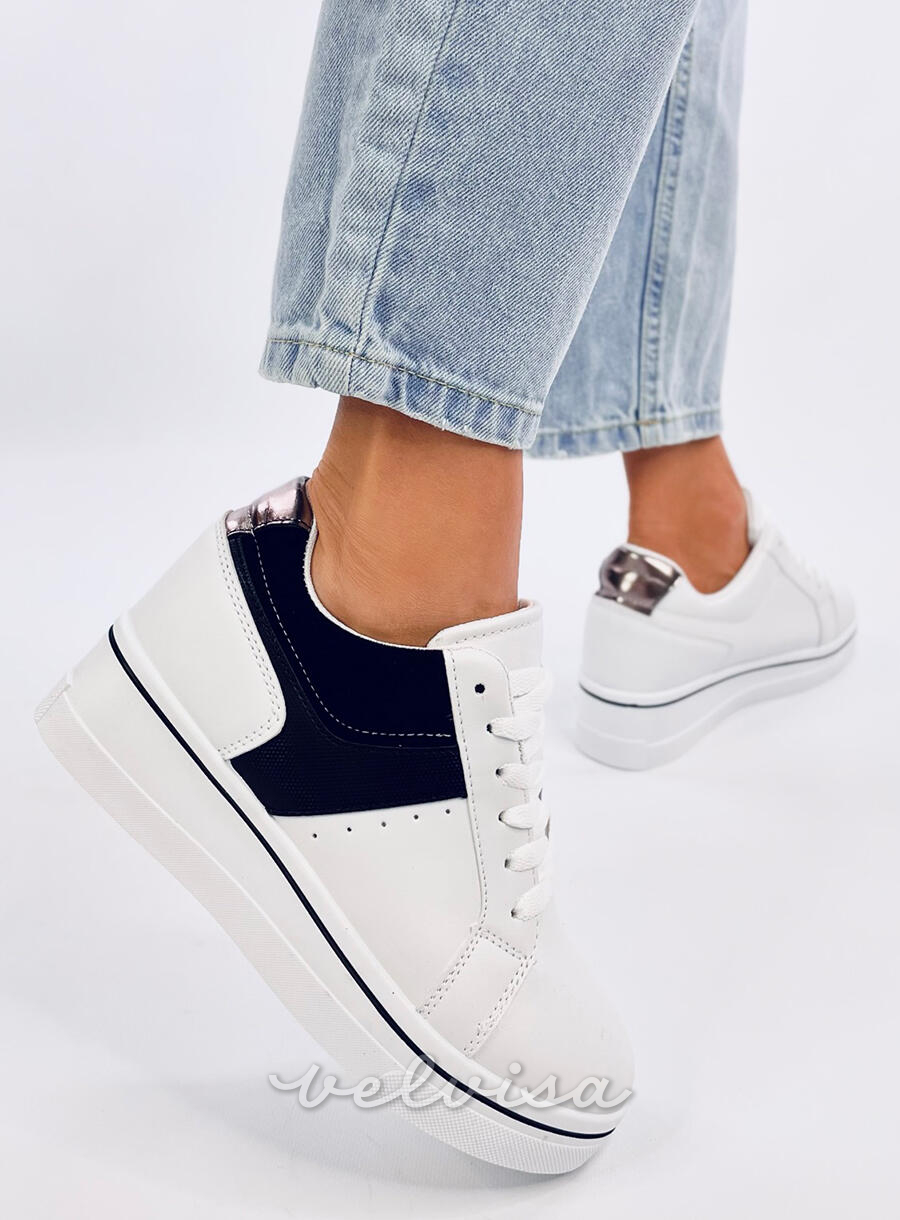 Sneakers da donna con tacco nascosto bianco/nero