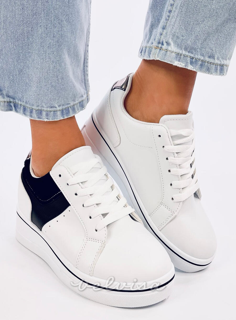 Sneakers da donna con tacco nascosto bianco/nero