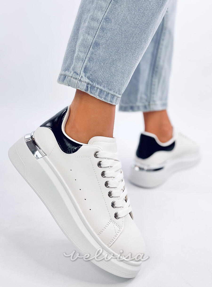 Sneakers con dettaglio argento bianco/nero