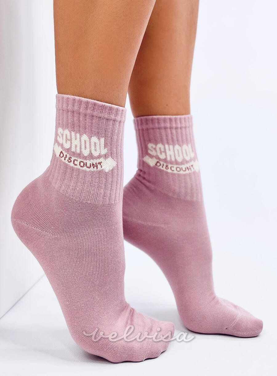 Ružičaste pamučne čarape SCHOOL