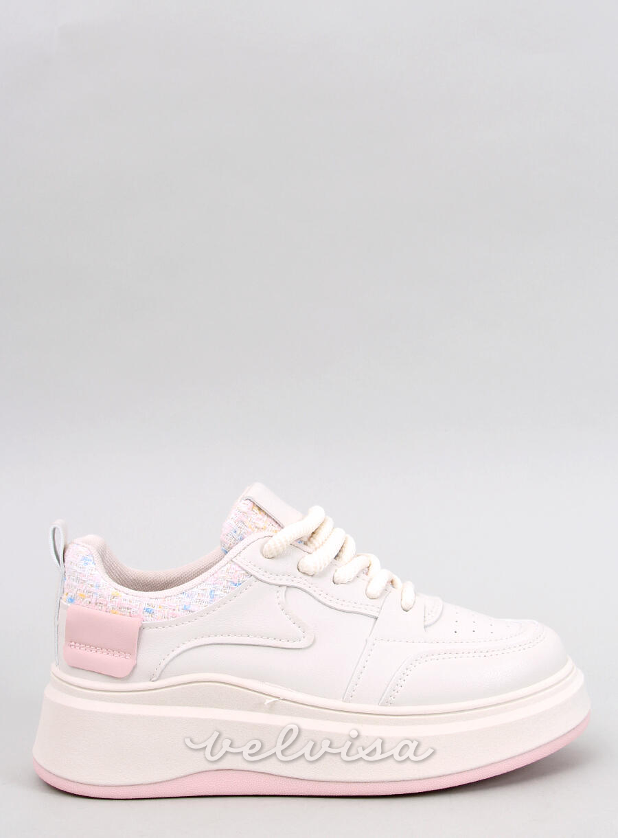 Sneakers da donna su plateau rosa pastello