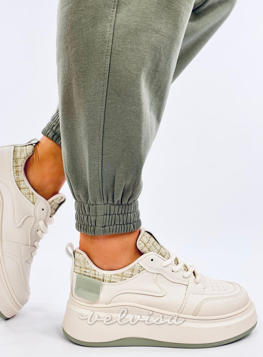 Sneakers da donna su plateau verde pastello