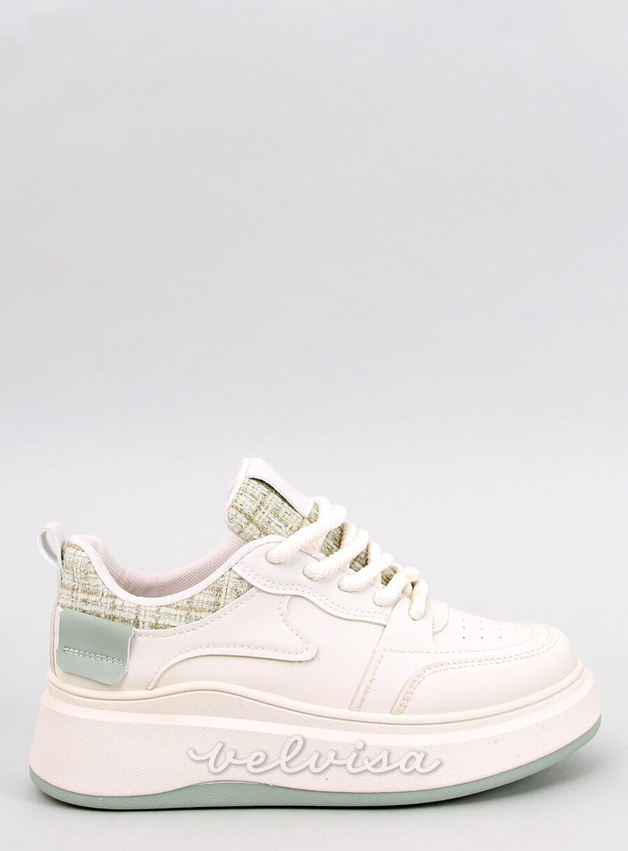 Sneakers da donna su plateau verde pastello