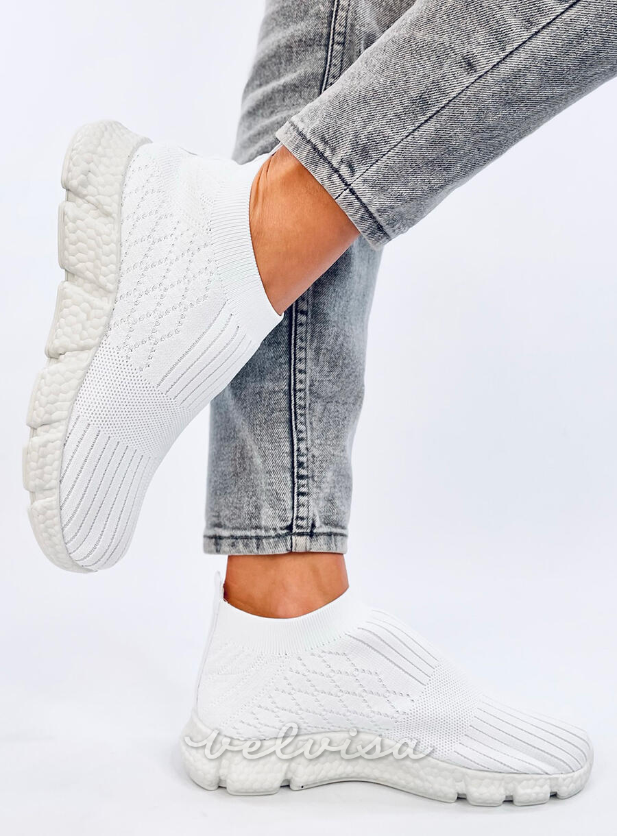 Sneakers slip-on da donna in tessuto bianche