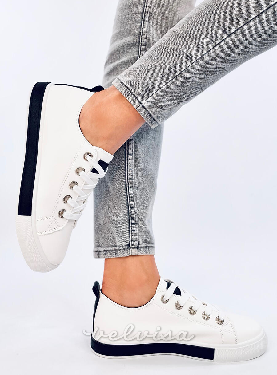 Sneakers SABINE in ecopelle bianco/nero