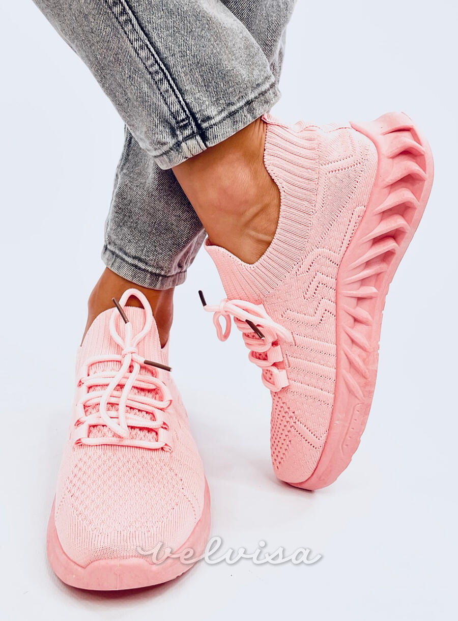 Sneakers realizzate in tessuto elastico rosa chiaro
