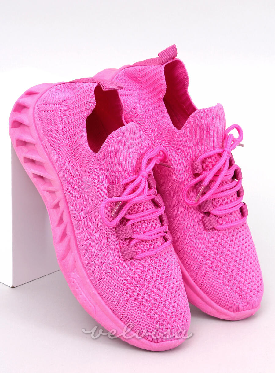 Sneakers realizzate in tessuto elastico rosa fucsia