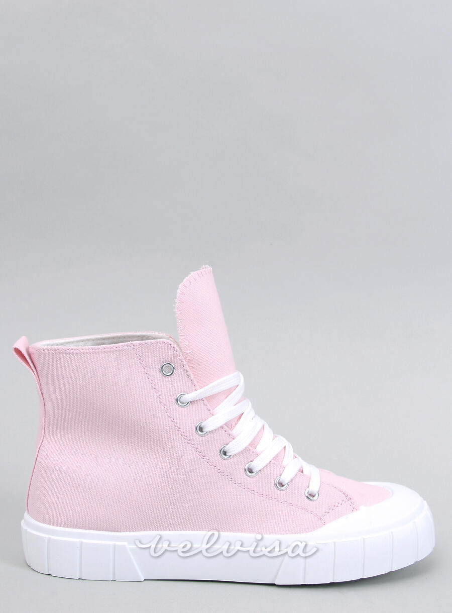 Sneakers alla caviglia in tela rosa chiaro