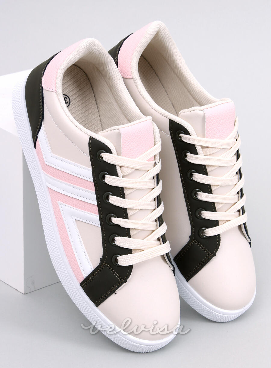 Sneakers stringate rosa-khaki