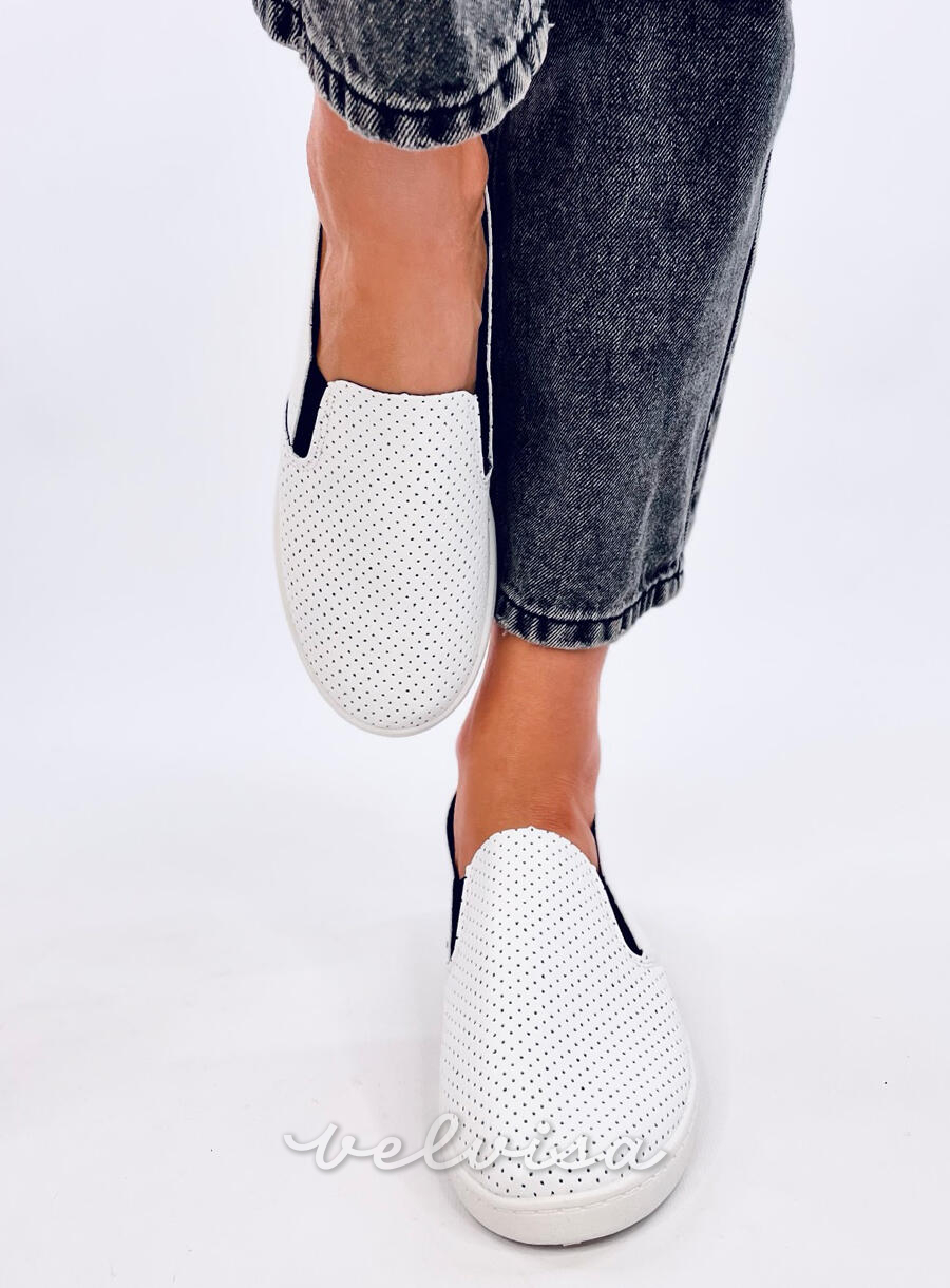 Sneakers slip-on traforate bianco/nero