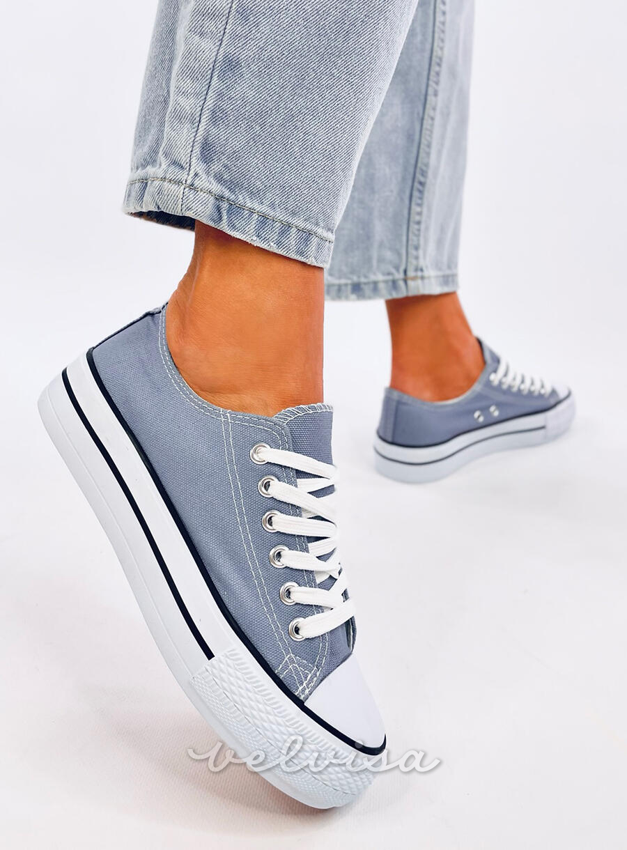 Sneakers basse in tela blu chiaro