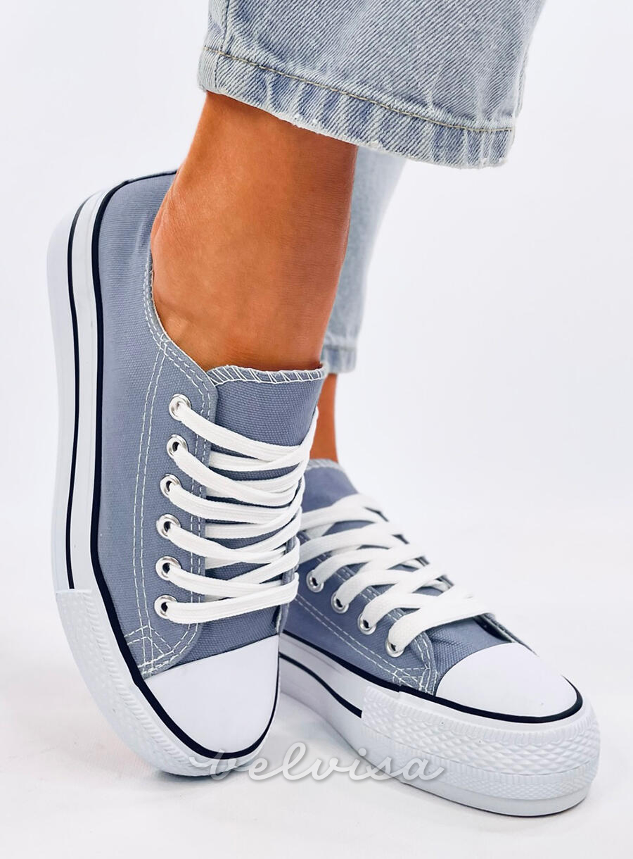 Sneakers basse in tela blu chiaro