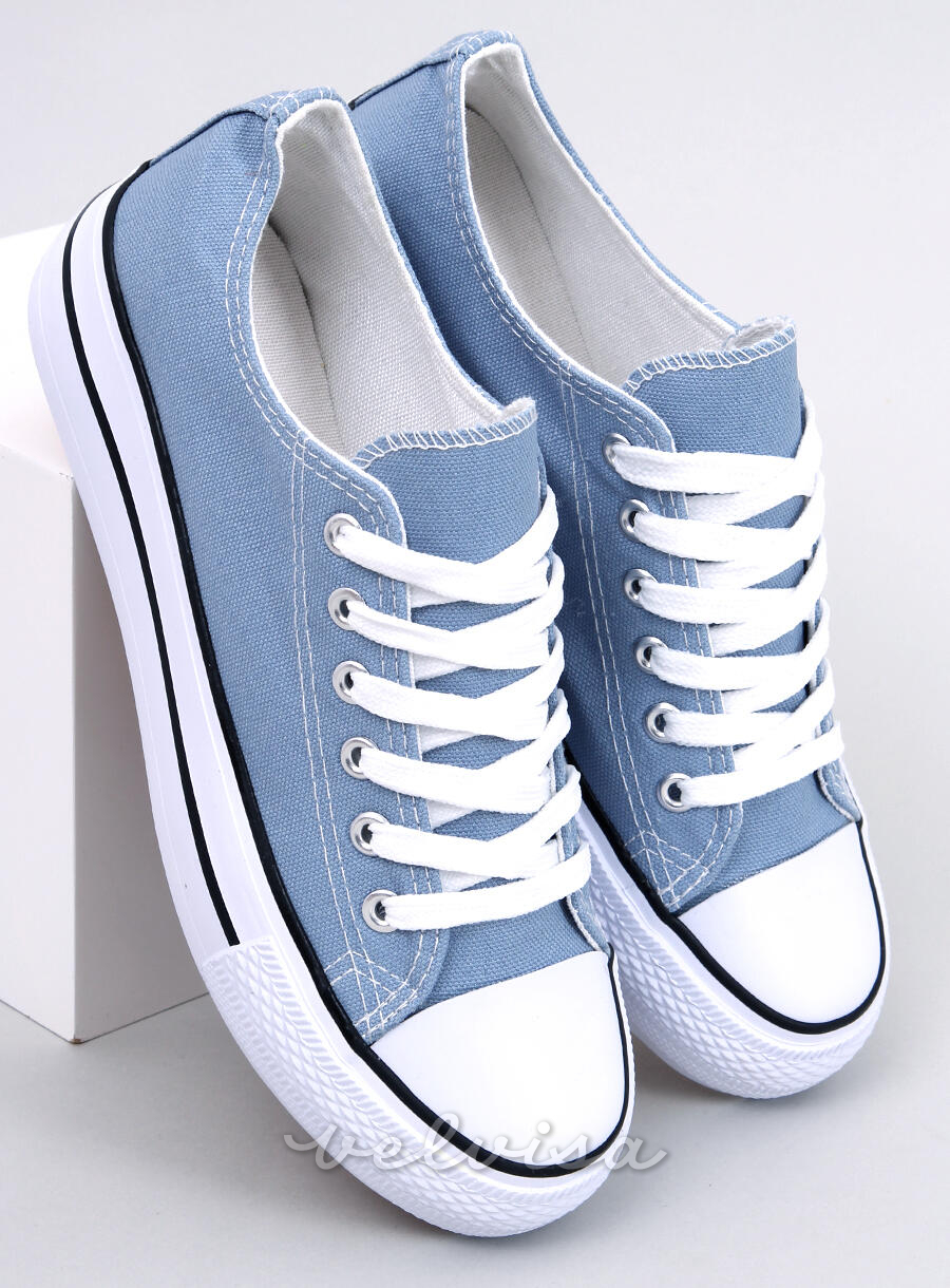 Sneakers basse in tela blu chiaro