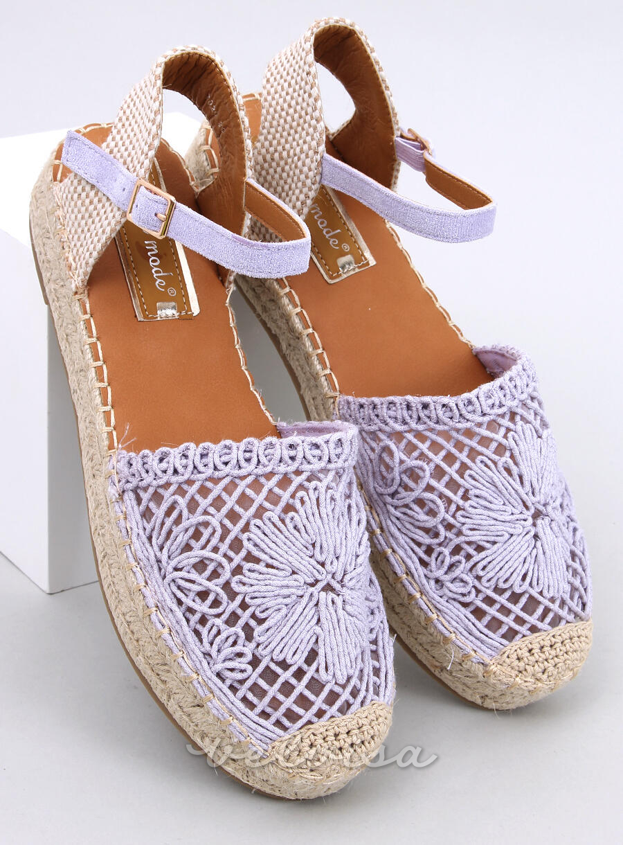 Espadrillas lilla con tomaia in pizzo