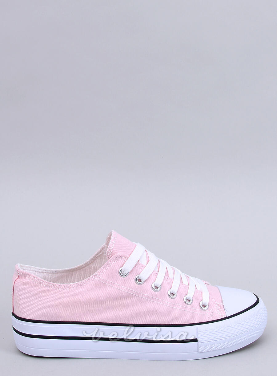 Sneakers basse in tela rosa chiaro