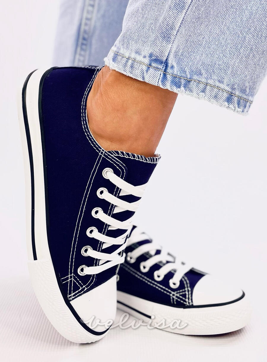 Sneakers classiche basse in tela blu scuro