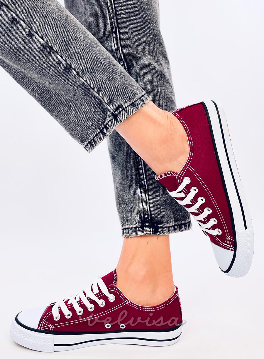 Sneakers classiche basse in tela bordeaux