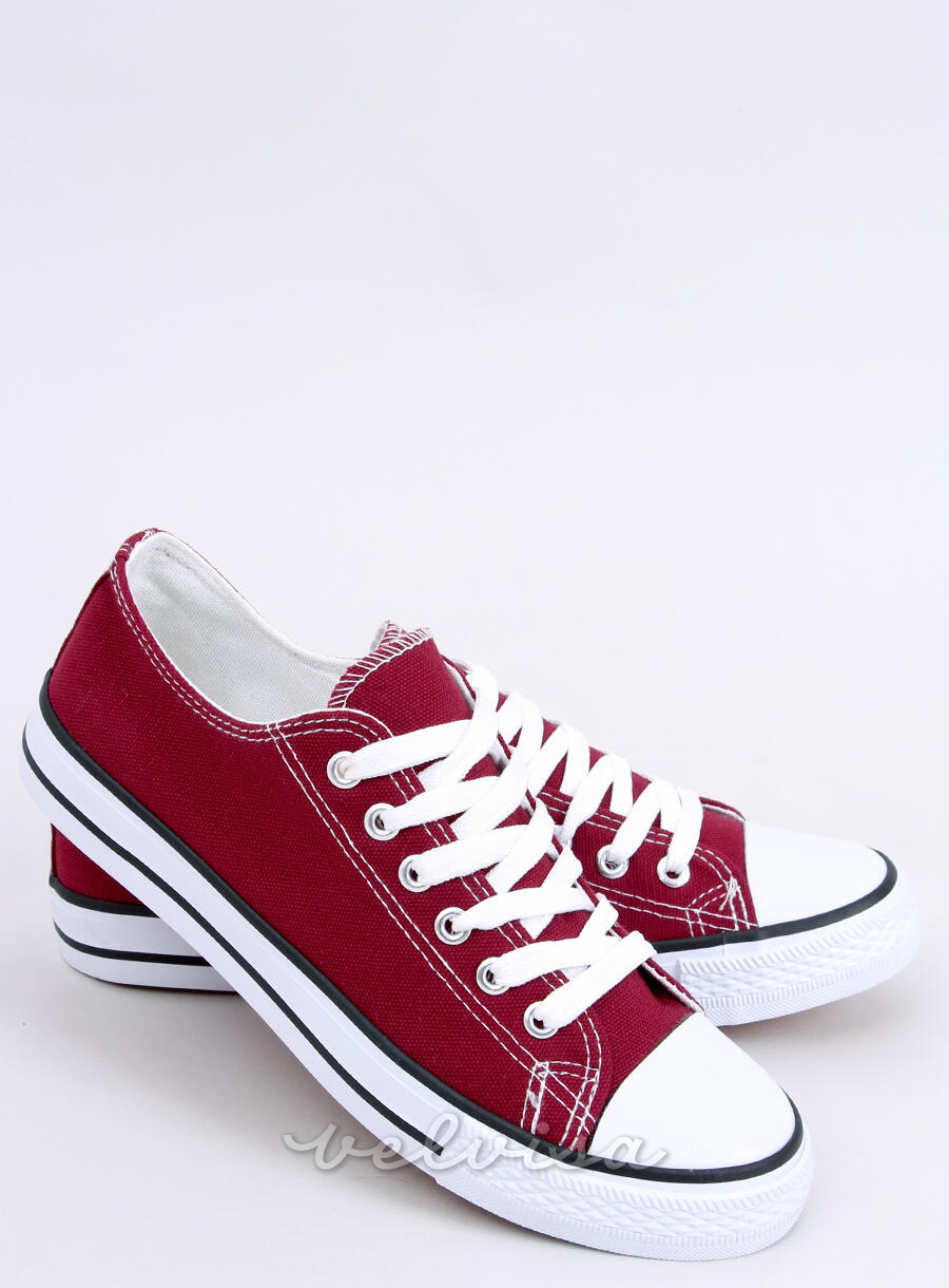 Sneakers classiche basse in tela bordeaux