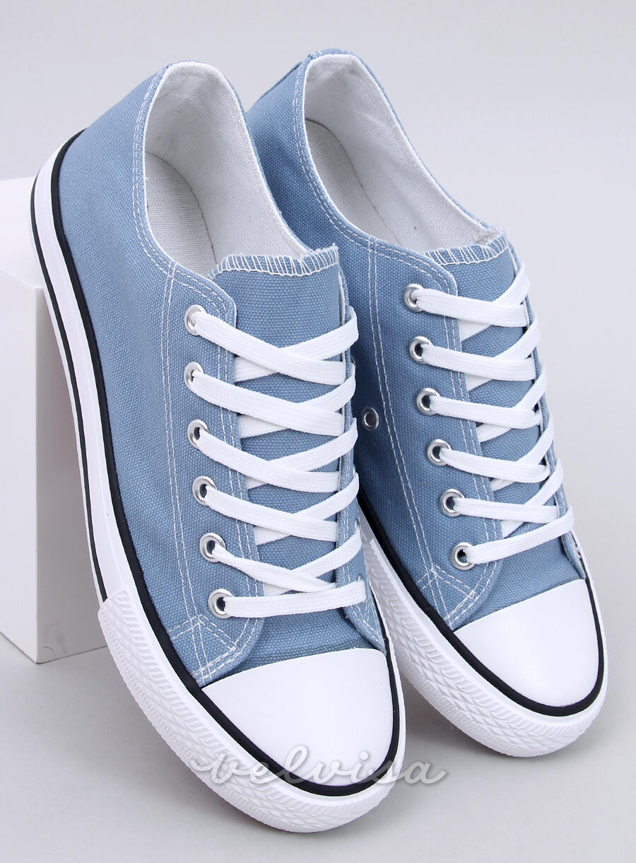 Sneakers classiche basse in tela blu chiaro